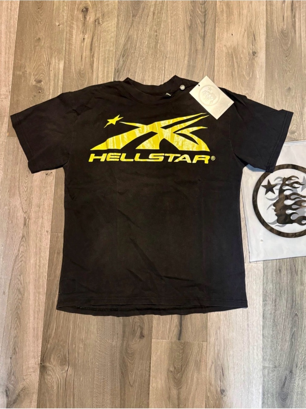 Hellstar Men's Black Short-Sleeve Tee with Yellow Logo